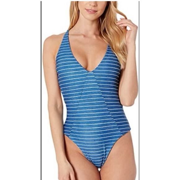 Rip Curl Blue Stripe One Piece Swimsuit - Picture 1 of 5